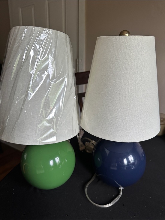 kate spade Other - Kate Spade Glossy Green OR Navy Globe Table Lamps with White  WINNER CHOICE